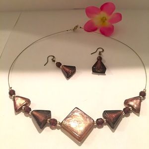 Murano Glass Necklace and Earrings. Made in Italy.